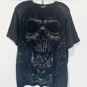 Liquid Blue Black Skull Graphic Tee